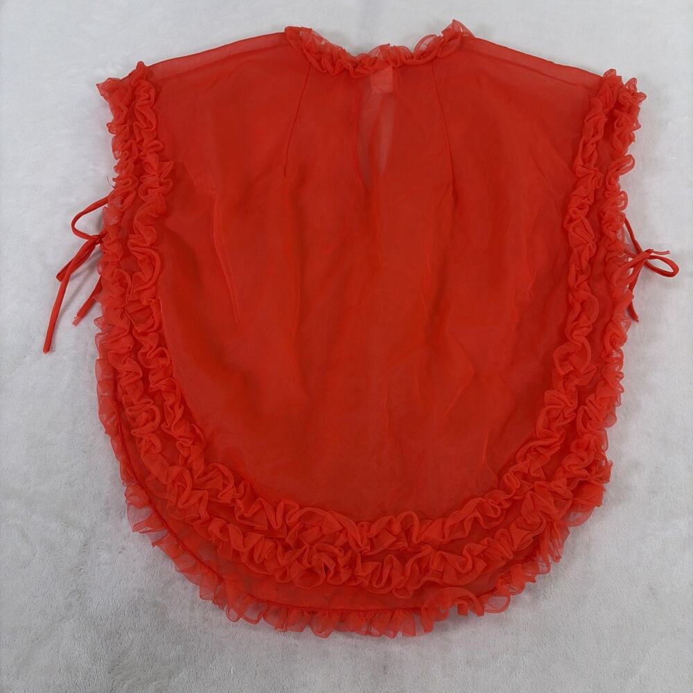 Vintage Sheer Red Bra, Bloomers and Smock Top Ruffled Trim Bows No Tags Charity - Picture 8 of 16